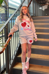 Match made bone printed sweater shorts loungewear