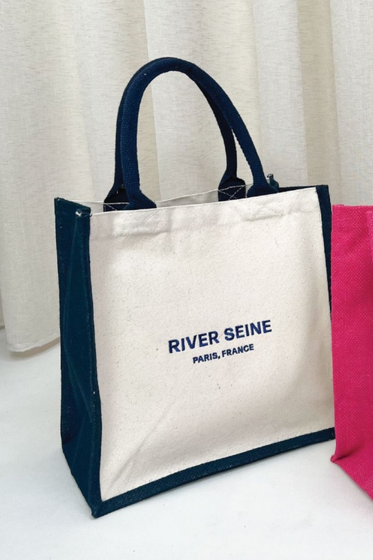 River seine blue embroidered Mini Tote