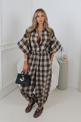 KENDALL BLACK CHECK PUFF SLEEVE SHIRT