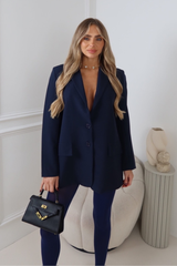 GIGI NAVY ASYMMETRIC BACK BLAZER