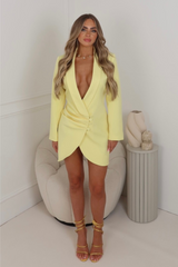 Amara lemon wrap over tailored blazer dress