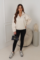 GEGE  EMBROIDERED IVORY PREMIUM ESSENTIAL 3/4 ZIP