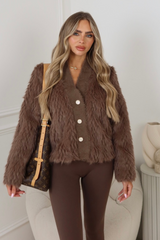 Libby chocolate faux fur jacket