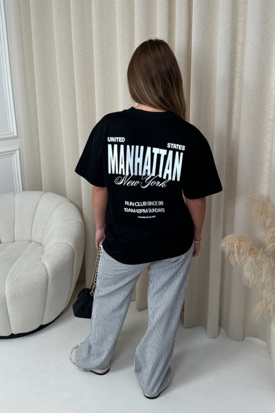 Manhattan black printed heavyweight oversized t-shirt