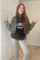 Mini Calabasas black embroidered 3/4 zip sweater loungewear