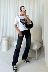 Lace heart white printed t-shirt