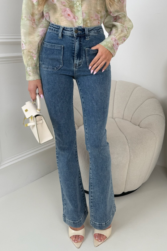 TYLER BLUE FRONT POCKET FLARED JEANS