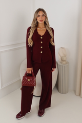 MAGGIE BURGUNDY GOLD DETAIL KNIT CO ORD