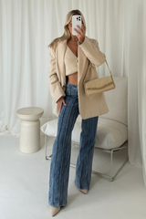 Molly denim seam detail straight leg jeans