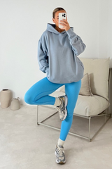 Kendall baby blue hoodie and ribbed legging set