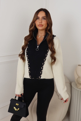 MCQUIN BLACK KNITTED HALF ZIP JUMPER