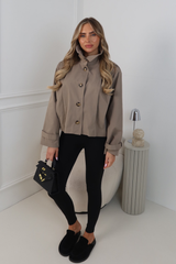 CHARLI TAUPE BUTTON UP LINNEN PUFF SLEEVE JACKET