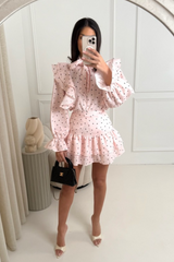 Rhea pink heart print shirt & skirt co-ord co-ord