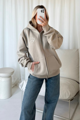 G Monogram stone embroidered premium zip hoodie