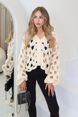 Cally cream hole knit cardigan
