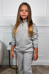 Mini Melange grey premium essential 3/4 zip sweater