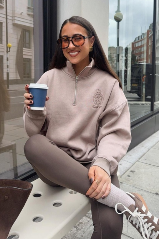 COUNTRY CLUB MOCHA EMBROIDERED 3/4 ZIP