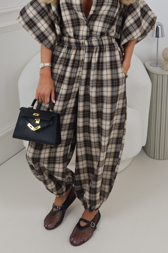 VIENNA BLACK CHECK BALLOON TROUSERS