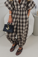VIENNA BLACK CHECK BALLOON TROUSERS