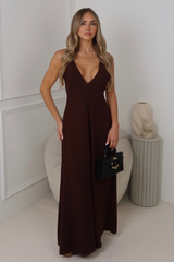 Selina chocolate strappy maxi dress