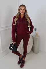 PILATES BURGUNDY PRINTED FULL ZIP HOODIE