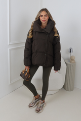 HANNAH KHAKI HIGH COLLAR COAT