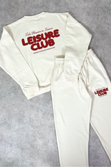Leisure club ecru printed sweater joggers loungewear