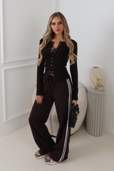 ESME CHOCOLATE BUTTON UP TOP