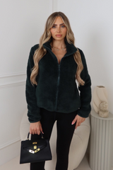Megan green fleece zip jacket