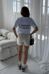 California white front & back printed heavyweight oversized t-shirt