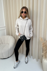 Kendall bone hoodie and black ribbed legging set