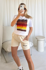 Saint louis chocolate embroidered premium short tee coord