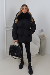 LILITH BLACK FUR TRIM PUFFER JACKET