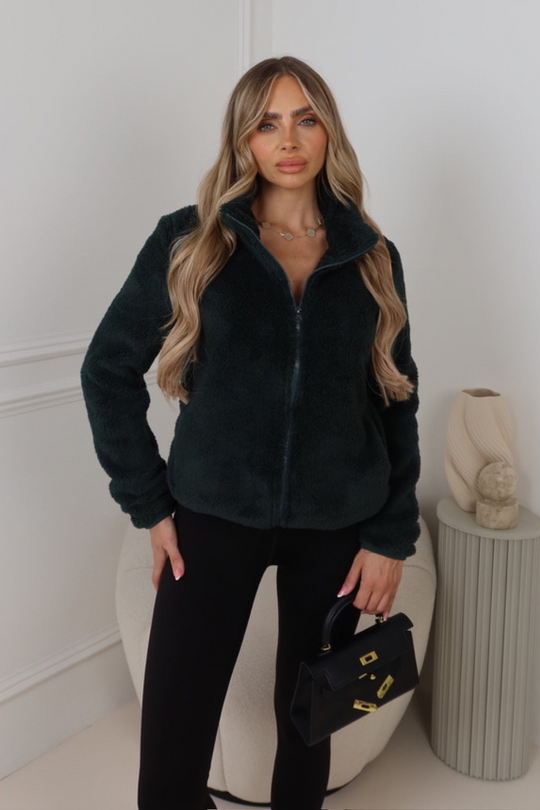 Megan green fleece zip jacket