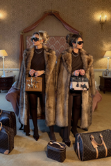 Pipa camel long faux fur coat