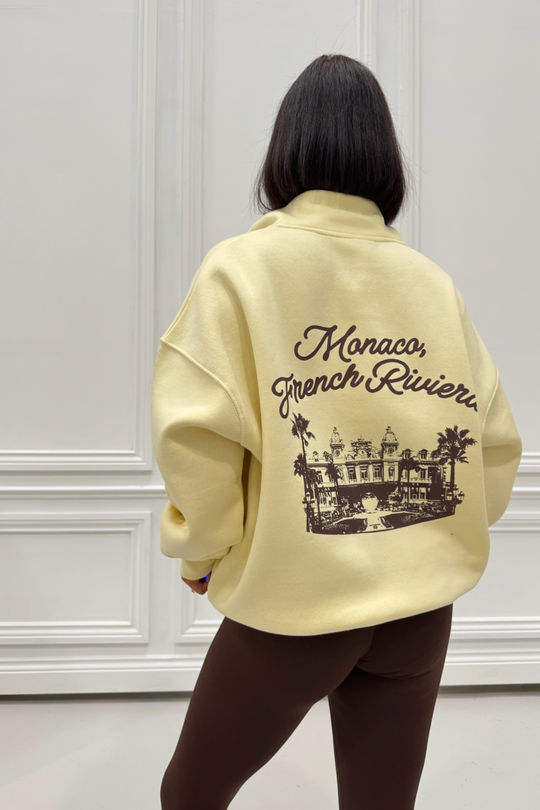 MONACO FRENCH RIVIERA BABY BUTTER YELLOW PRINTED 3/4 ZIP