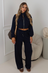 Rhea navy bomber jacket straight leg jogger loungewear
