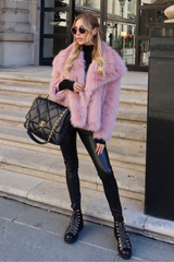 Olivia pink faux fur coat