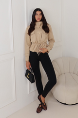 BETHANIE NUDE DRAWSTRING FAUX SUEDE JACKET