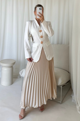 Emma cream pleated midi skirt