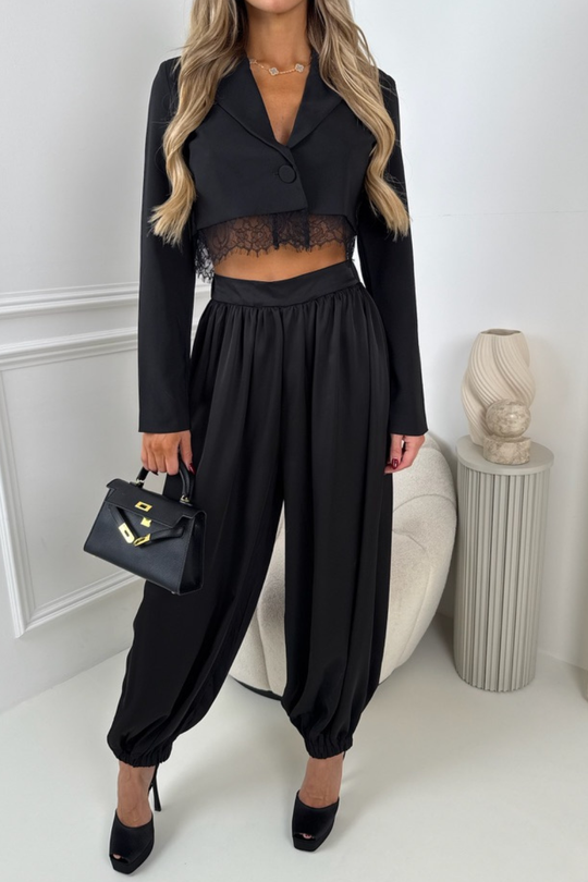 MARYSA BLACK SATIN BALLON TROUSERS