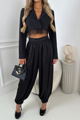 MARYSA BLACK SATIN BALLON TROUSERS