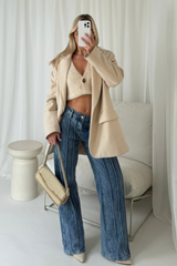 Molly denim seam detail straight leg jeans