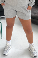 Glamify CURVE premium essential relaxed melange grey shorts