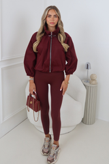 NEVE BURGUNDY HIGH NECK ZIP UP WINDBREAKER