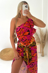 Abigail Patterned Crop Top And Midi Skirt Co Ord