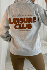 Leisure club marl grey printed 3/4 zip sweater and legging set