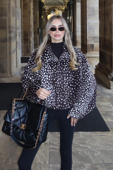 BLISS CHOCOLATE DEER PRINT BALLOON ZIP FUR JACKET