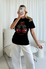 Merry Kissmas black printed t-shirt