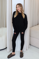 Bailey black off shoulder cable knit coord